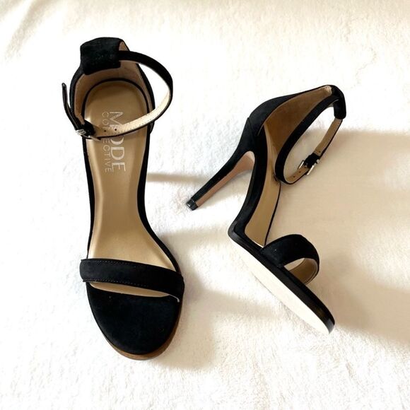 Mode Collective sandal heel Daria black suede, size 41, US 10 - Picture 1 of 15